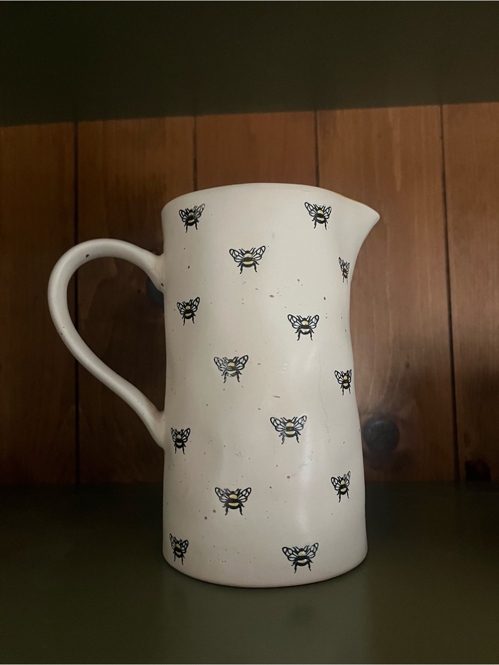 White Ceramic Bee Pitcher - Decorative Home Art